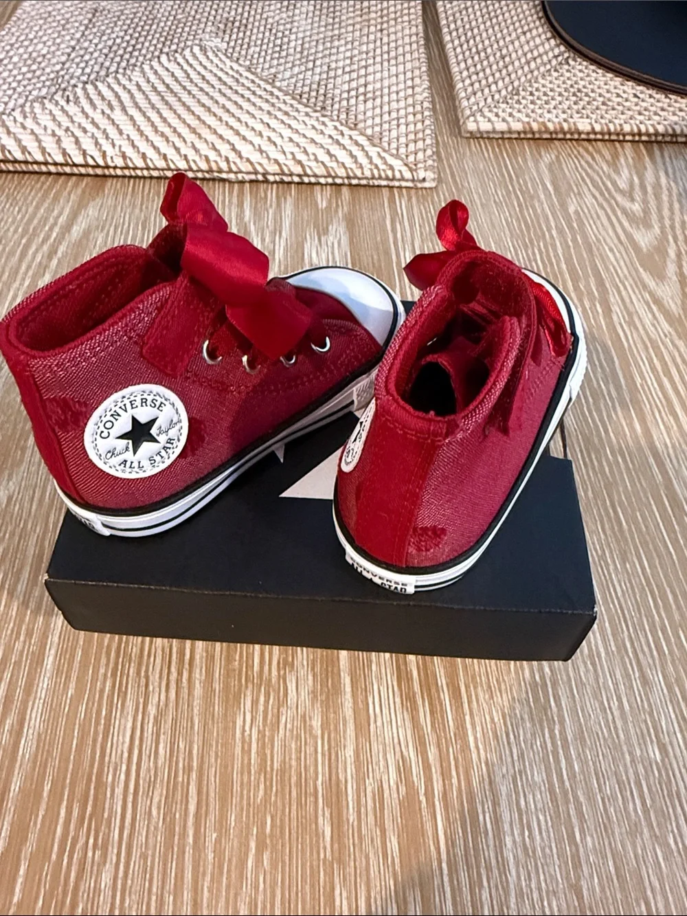 Converse Kids Red High-Top Sneakers with Ribbon Bow